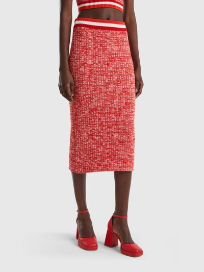 Women's Benetton Knit Pencil Skirts Red | NZ836907