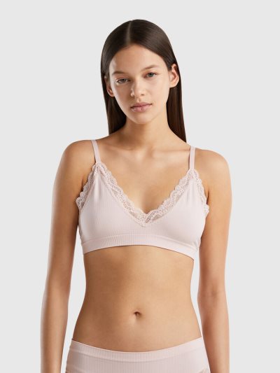 Women's Benetton Knit Triangle Bras Soft Pink | NZ306659