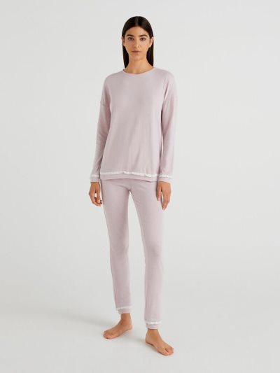 Women's Benetton Lace Details Matching Sets Soft Pink | NZ857524