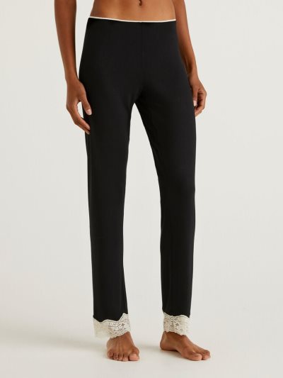 Women's Benetton Lace Details Trousers Black | NZ698073