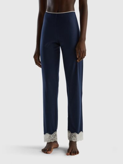 Women's Benetton Lace Details Trousers Dark Blue | NZ737122