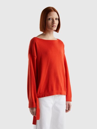 Women's Benetton Laces And Boat Neck Sweaters Red | NZ398997