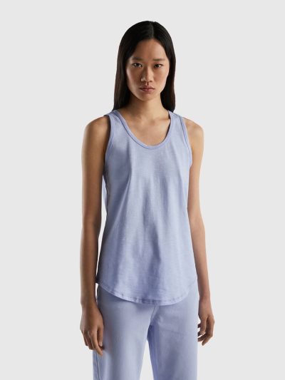 Women's Benetton Lightweight Cotton Tanks Lavender | NZ502925