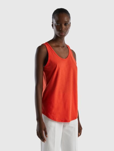 Women's Benetton Lightweight Cotton Tanks Red | NZ678842