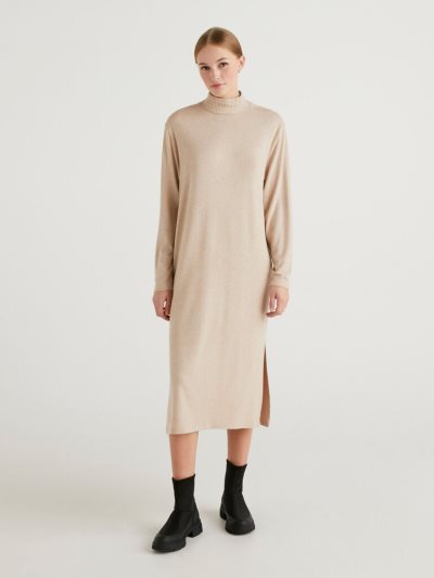Women's Benetton Lightweight Sweat Midi Dress Light Grey | NZ775569