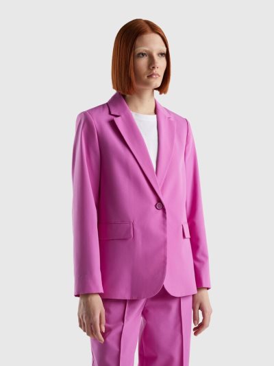 Women's Benetton Lined Flowy Blazers Pink | NZ726795