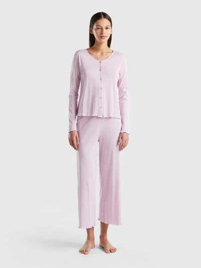 Women's Benetton Long Fiber Cotton Matching Sets Lilac | NZ917320