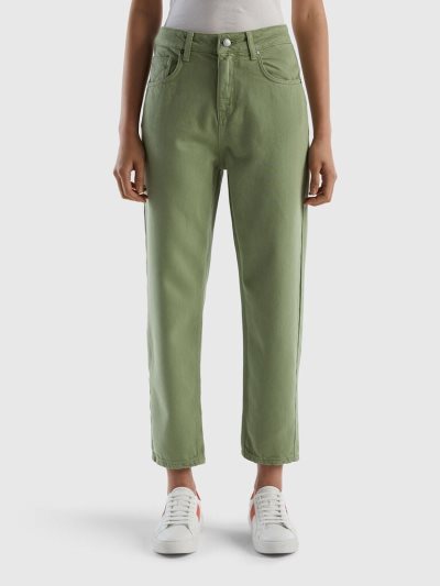 Women's Benetton Long Mom Fit Trousers Green | NZ559571