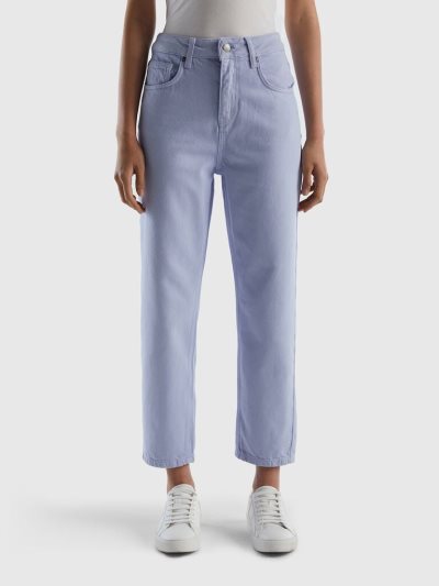 Women's Benetton Long Mom Fit Trousers Lavender | NZ639354