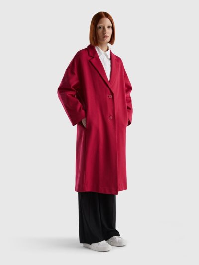 Women's Benetton Long Unlined Duster Coats Fuchsia | NZ580525