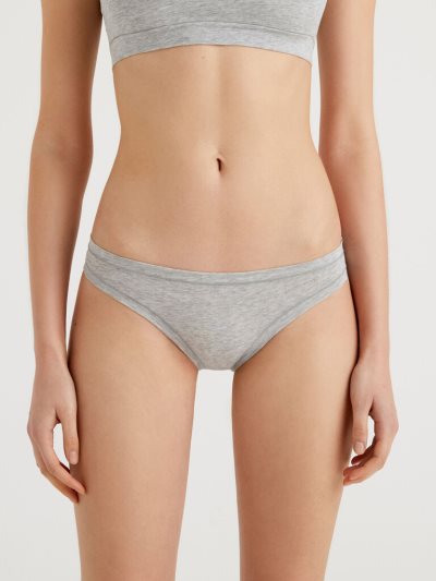 Women's Benetton Low Rise Super Stretch Organic Cotton Knickers Light Grey | NZ242515