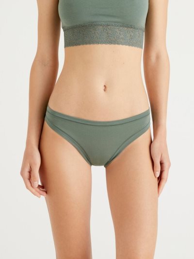 Women's Benetton Low Rise Super Stretch Organic Cotton Knickers Military Green | NZ514828