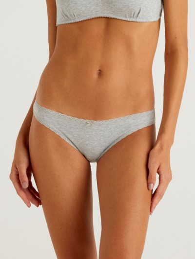 Women's Benetton Low-rise Stretch Organic Cotton Knickers Light Grey | NZ527082