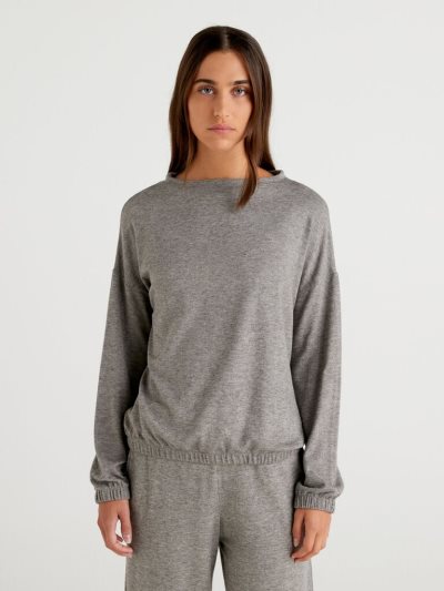 Women's Benetton Marl Turtleneck Sweatshirt Grey | NZ755641