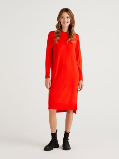 Women's Benetton Midi Dress Dress Red | NZ303055