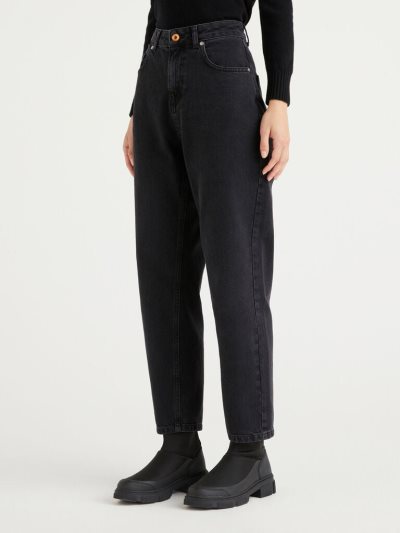 Women's Benetton Mom Fit High-waisted Jeans Dark Blue | NZ697363