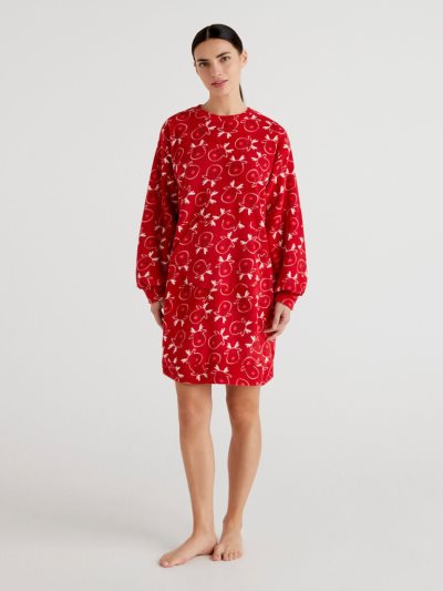 Women's Benetton Nightshirt Reindeer Print Nightshirts Red | NZ749857