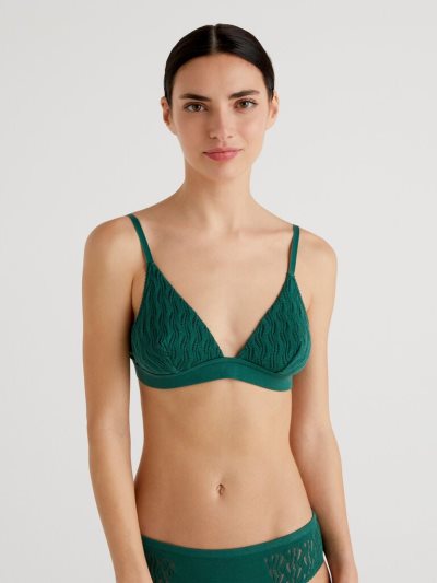 Women's Benetton Open Knit Triangle Bras Green | NZ002719