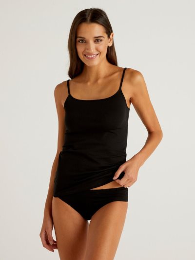 Women's Benetton Organic Stretch Cotton Tanks Black | NZ068836