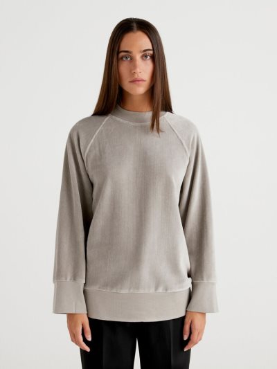 Women's Benetton Oversized Fit Chenille Sweatshirt Grey | NZ860870