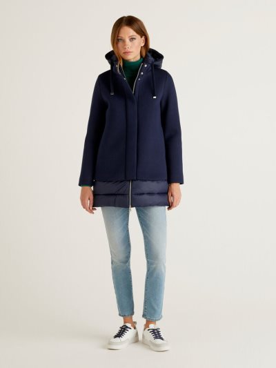 Women's Benetton Padded Details Jackets Dark Blue | NZ969215