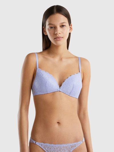 Women's Benetton Padded Lace Bras Lavender | NZ818050