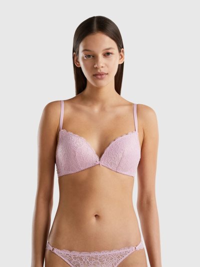 Women's Benetton Padded Lace Bras Lilac | NZ187802