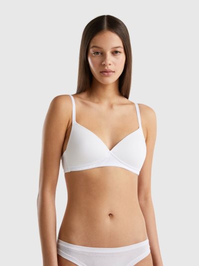 Women's Benetton Padded Organic Cotton Bras White | NZ327346