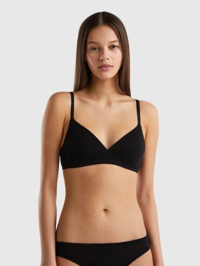 Women's Benetton Padded Organic Cotton Bras Black | NZ939485