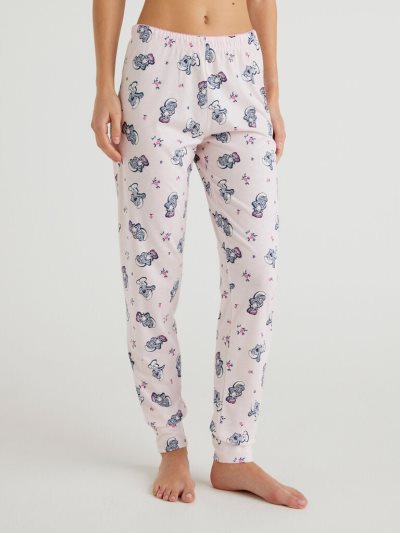 Women's Benetton Patterned Smurfs Trousers Soft Pink | NZ694357