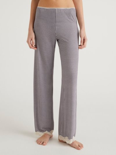 Women's Benetton Patterned Sustainable Viscose Trousers Violet | NZ161981