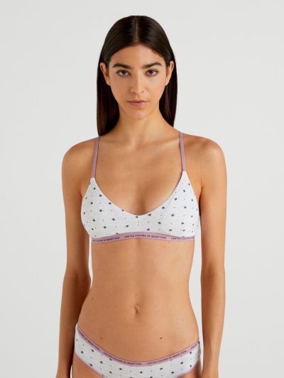 Women's Benetton Patterned Triangle Bras Light Grey | NZ262622