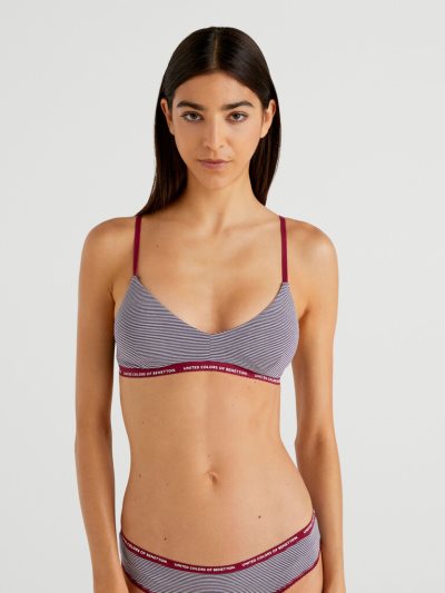 Women's Benetton Patterned Triangle Bras Plum | NZ535262