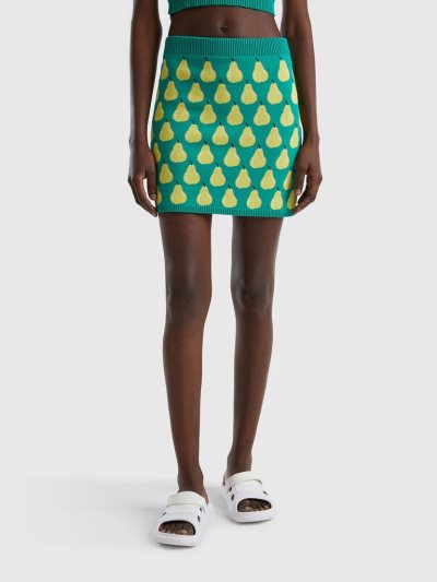 Women's Benetton Pear Pattern Mini Skirts Green | NZ424223