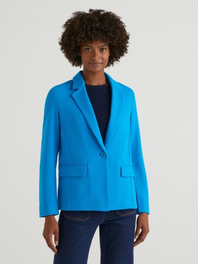 Women's Benetton Pockets Fitted Blazers Turquoise | NZ142228