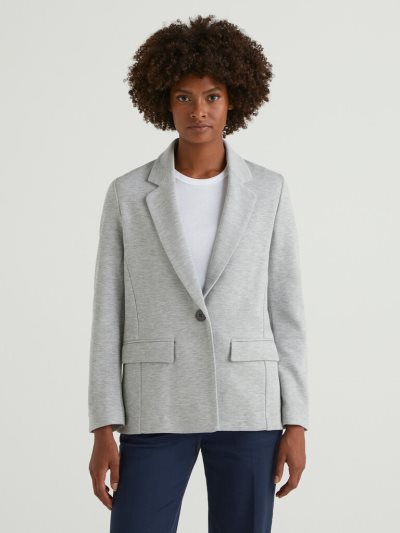 Women's Benetton Pockets Fitted Blazers Grey | NZ341726