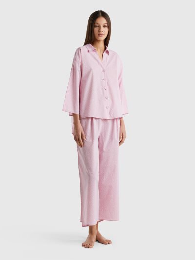 Women's Benetton Polka Dot Cotton Matching Sets Lilac | NZ591019