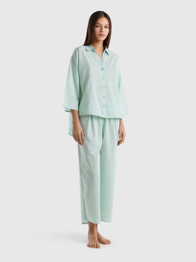 Women's Benetton Polka Dot Cotton Matching Sets Green | NZ981938