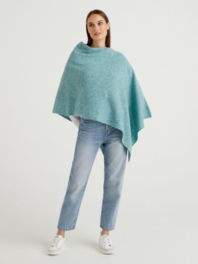 Women's Benetton Pura Lana Shetland Mantella Sweaters Sky Blue | NZ075759