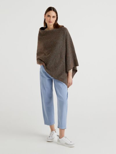 Women's Benetton Pura Lana Shetland Mantella Sweaters Brown | NZ162991