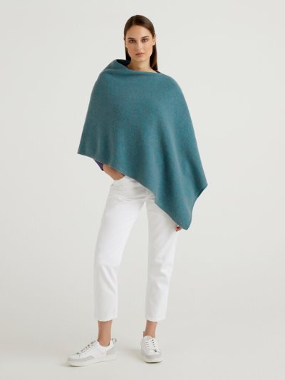 Women's Benetton Pura Lana Shetland Mantella Sweaters Turquoise | NZ408935