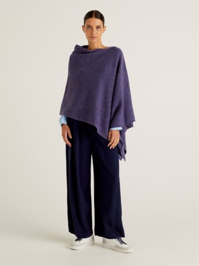 Women's Benetton Pura Lana Shetland Mantella Sweaters Periwinkle | NZ799261