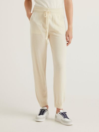 Women's Benetton Pure Cashmere Sporty Trousers Creamy White | NZ582345