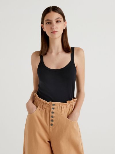 Women's Benetton Pure Cotton Tanks Black | NZ322998