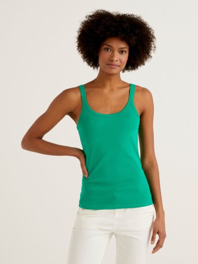 Women's Benetton Pure Cotton Tanks Green | NZ387489