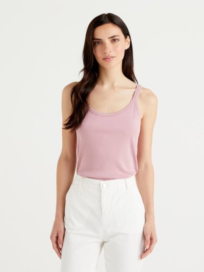 Women's Benetton Pure Cotton Tanks Pink | NZ886451