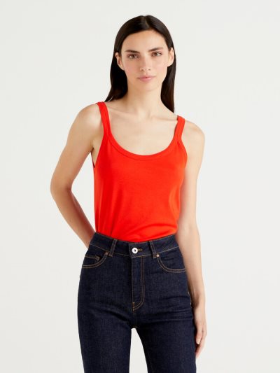 Women's Benetton Pure Cotton Tanks Red | NZ456441