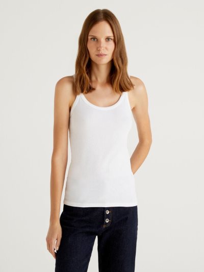 Women's Benetton Pure Cotton Tanks White | NZ851060