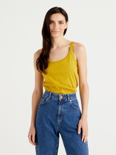 Women's Benetton Pure Cotton Tanks Yellow | NZ941736