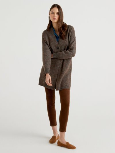 Women's Benetton Pure Shetland Wool Coats Brown | NZ999258